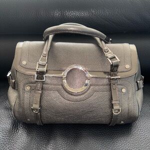 Versace Signature Metallic Platinum Leather Handbag